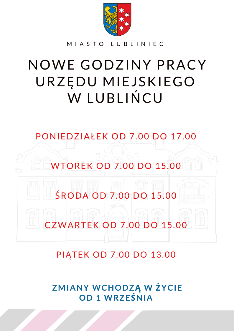 Godziny pracy Urzędu Miejskiego w Lublińcu