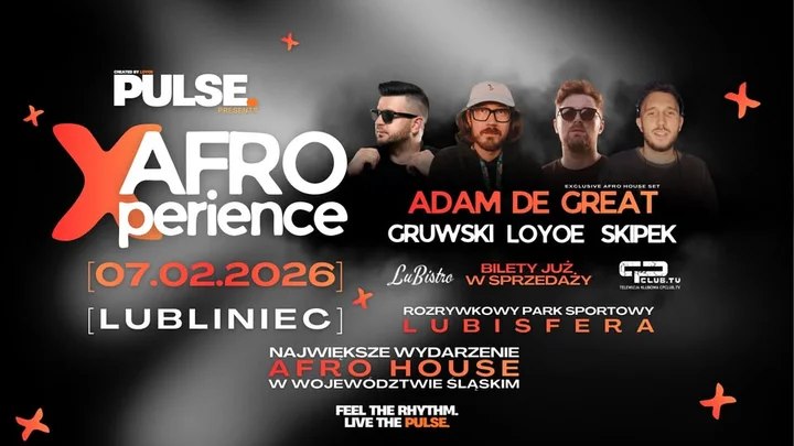 Grafika promocyjna wydarzenia afroXPERIENCE – AFRO HOUSE PARTY w LuBistro Lubliniec