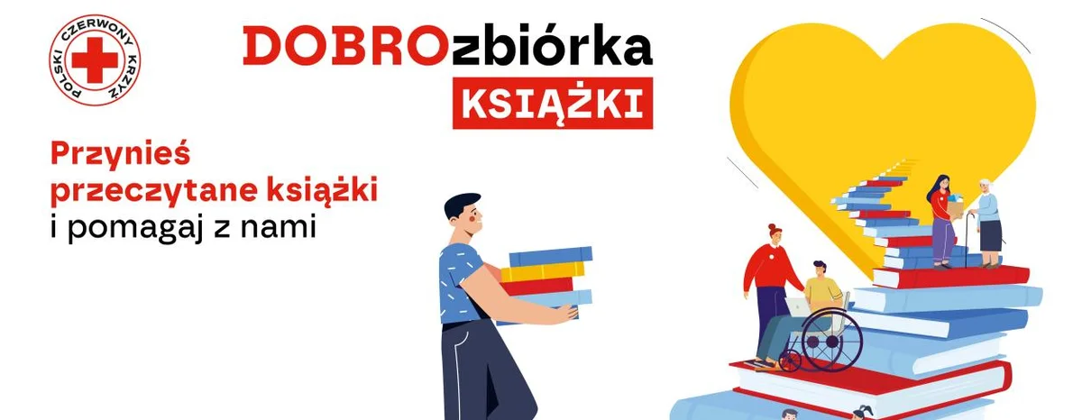 Grafika promocyjna wydarzenia DOBROzbiórka książek – podziel się książką i pomóż innym