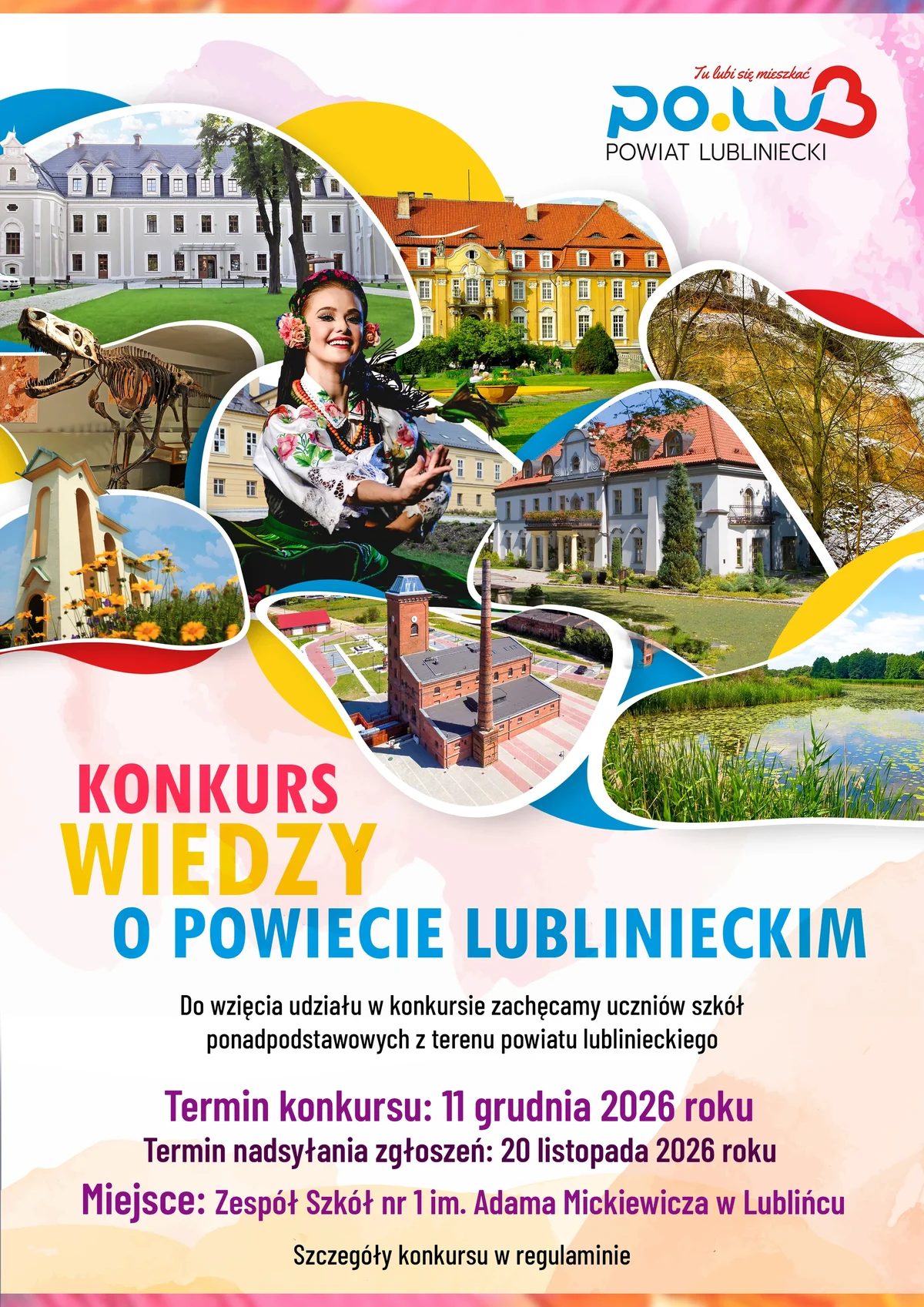 Grafika promocyjna wydarzenia Konkurs Wiedzy o Powiecie Lublinieckim