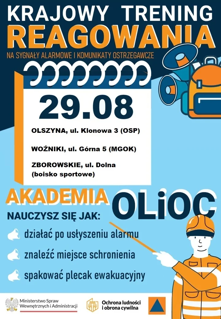 Grafika promocyjna wydarzenia Krajowy Trening Reagowania Akademii Ochrony Ludności i Obrony Cywilnej