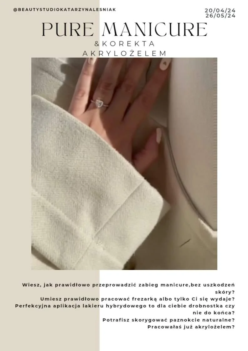 Grafika promocyjna wydarzenia Profesjonalne szkolenie z manicure i korekty paznokci w Lublińcu