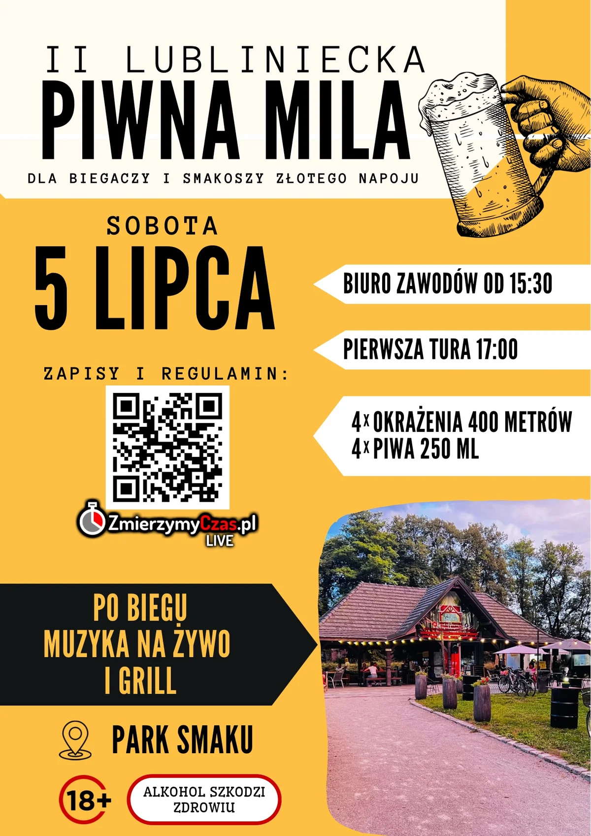 Grafika promocyjna wydarzenia Sportowa rywalizacja i rekreacja w Parku Smaku w Lublińcu
