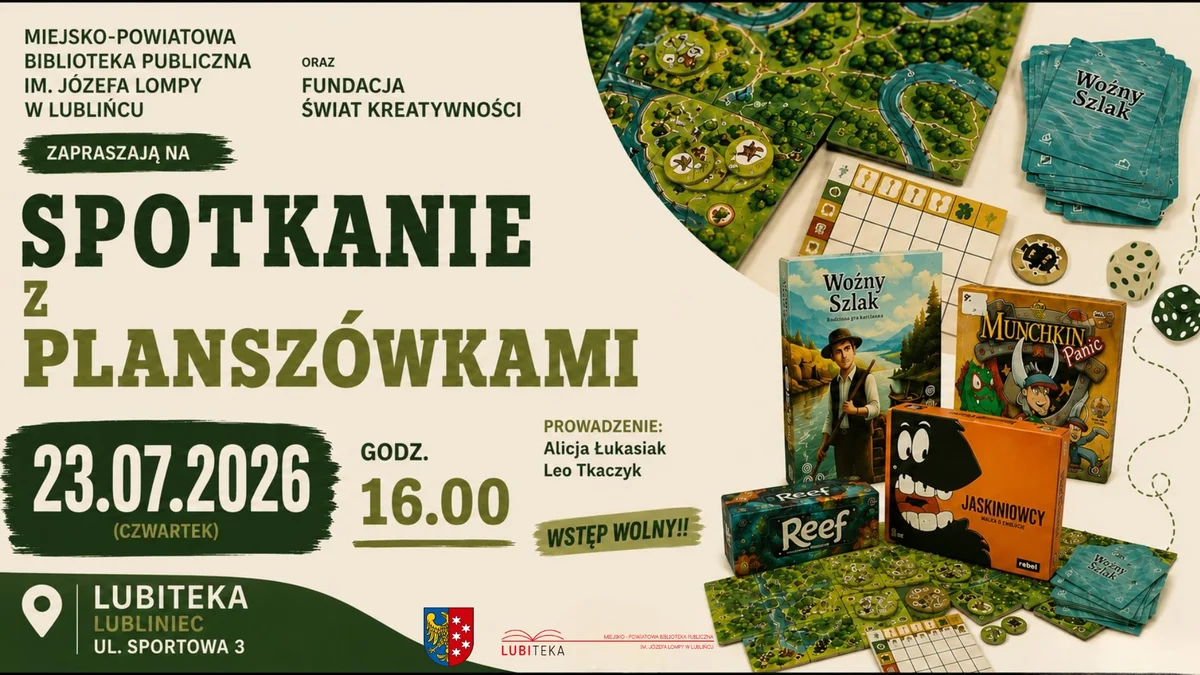 Grafika promocyjna wydarzenia SPOTKANIE Z PLANSZÓWKAMI w Lubitece