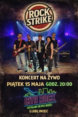 Grafika promocyjna wydarzenia RockStrike – rockowe hity lat 80. i 90. na żywo w City Rock Lubliniec
