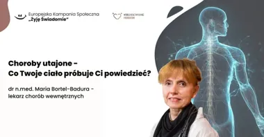 Grafika promocyjna wydarzenia Lubliniec: „Choroby utajone – Co Twoje ciało próbuje Ci powiedzieć?” z dr n. med. Marią Bortel-Badurą