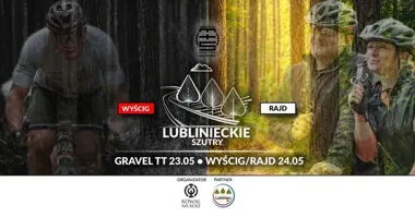 Grafika promocyjna wydarzenia MTS etap 1: II Lublinieckie Szutry — gravelowy weekend pod Lublińcem