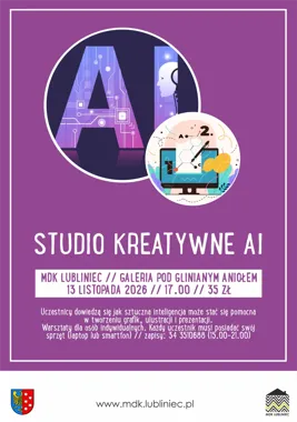Grafika promocyjna wydarzenia Warsztaty „Studio kreatywne AI”
