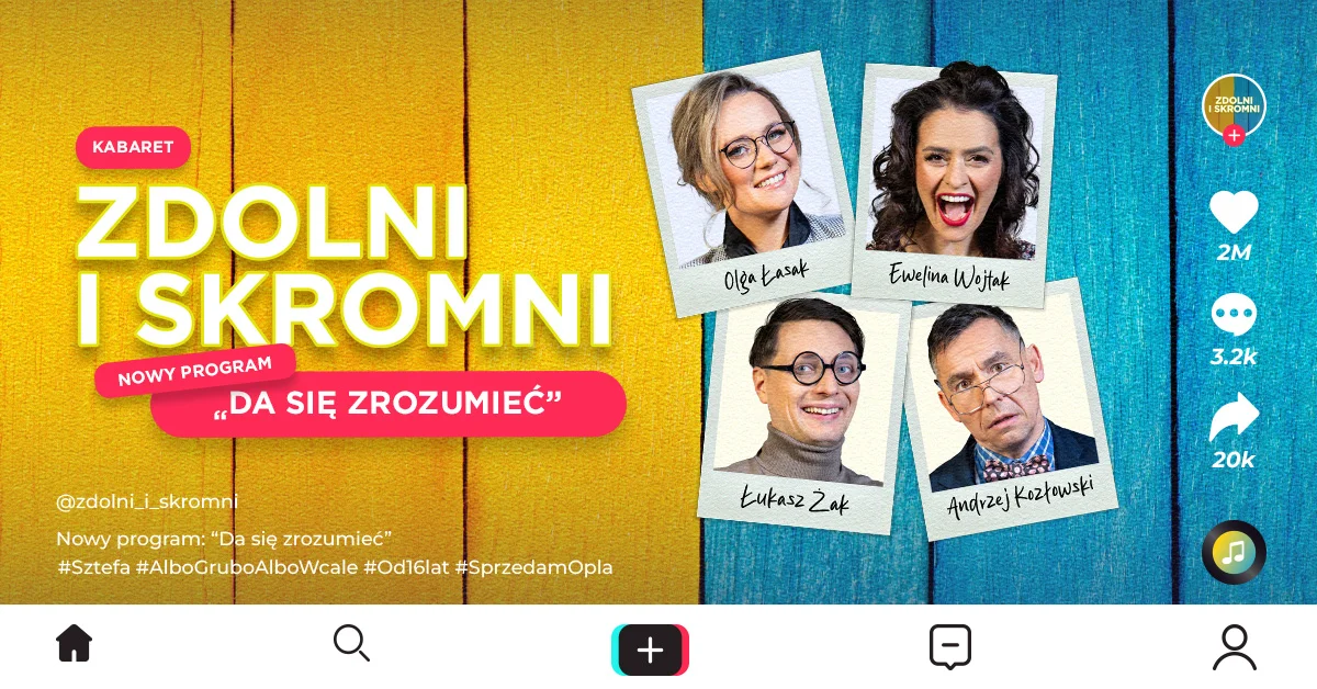 Grafika promocyjna wydarzenia Trasa kabaretowa grupy Zdolni i Skromni w Lublińcu