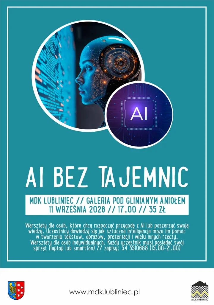 Sztuczna inteligencja bez tajemnic - MDK Lubliniec zaprasza na warsztaty