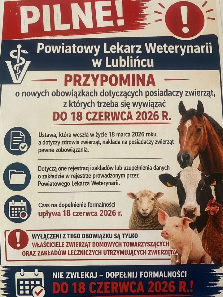 Krótki termin dla hodowców zwierząt - rejestr trzeba uzupełnić do 18 czerwca